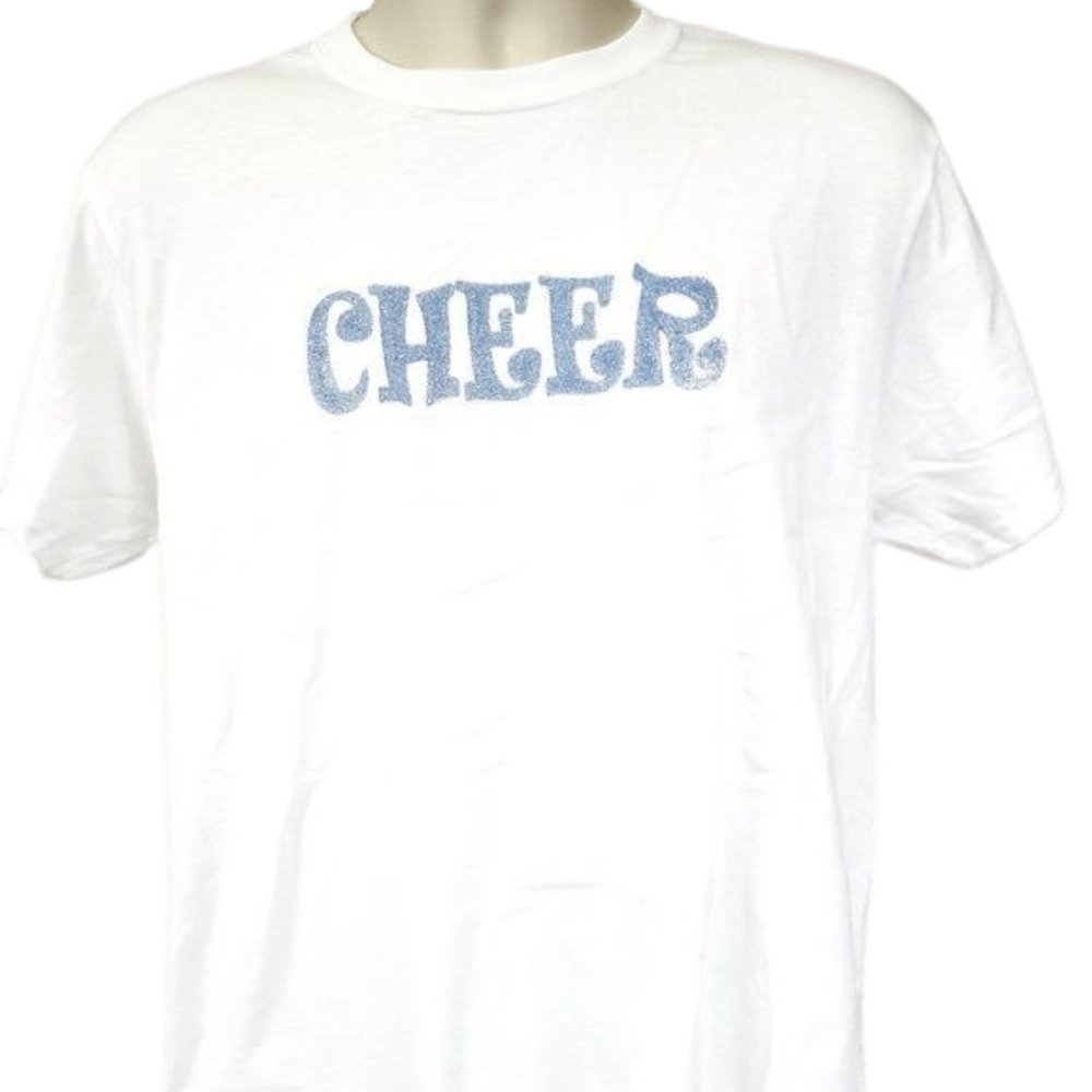 4 Cheer Blue Puff Glitter Lettering Shirt Cheerleader Cheerleading Football